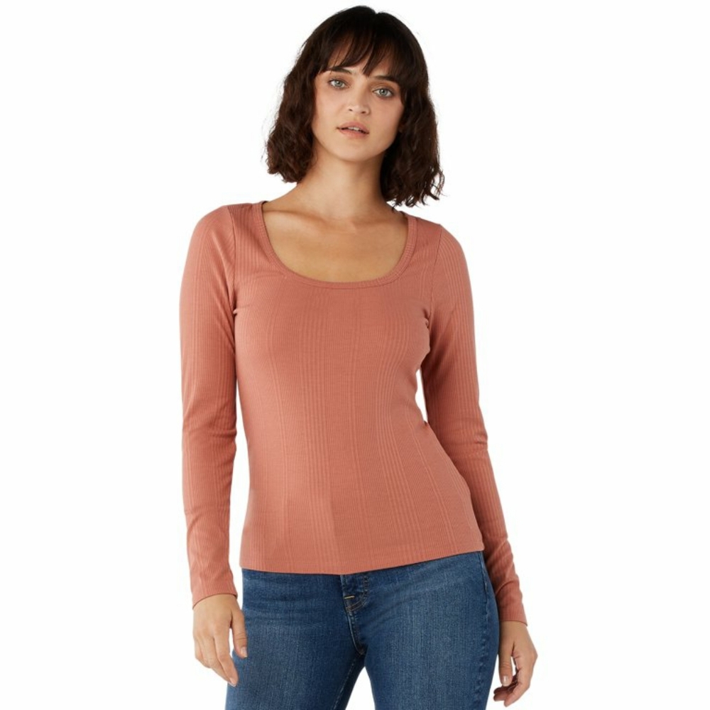 Brand NWT'S Free Assembly Square Neck Rib Top Women's - Rhubarb Jam - SZ M